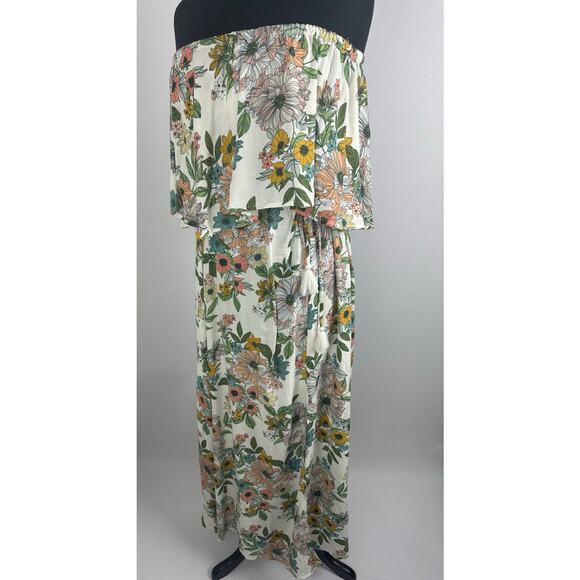 O'Neill Size XXL Sadi Maxi Dress Strapless Floral Beach Flowy Vacation Resort - Picture 6 of 16